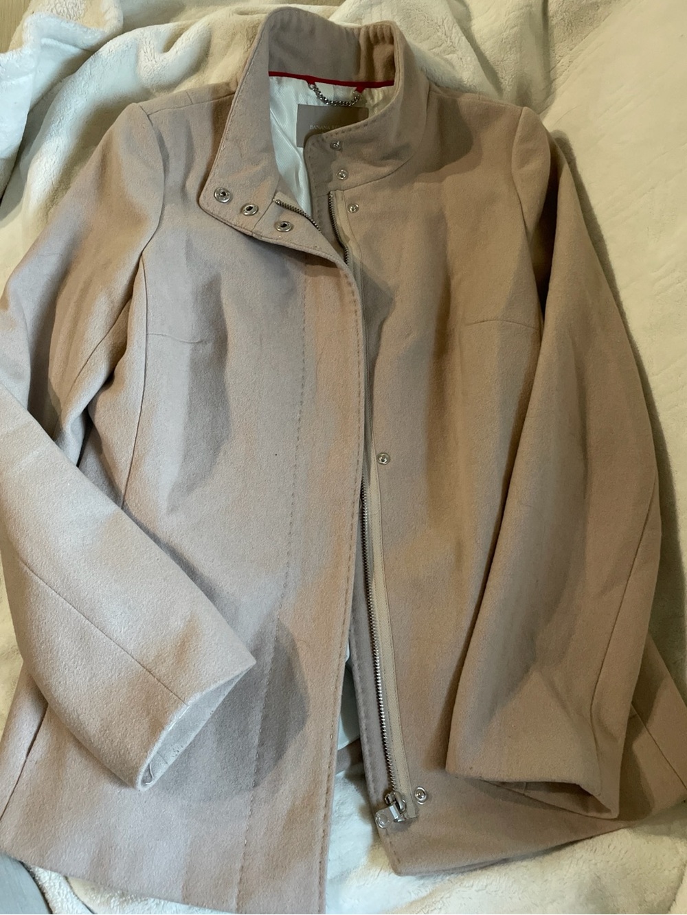 Banana Republic Light Taupe Stand-Collar Pea Coat